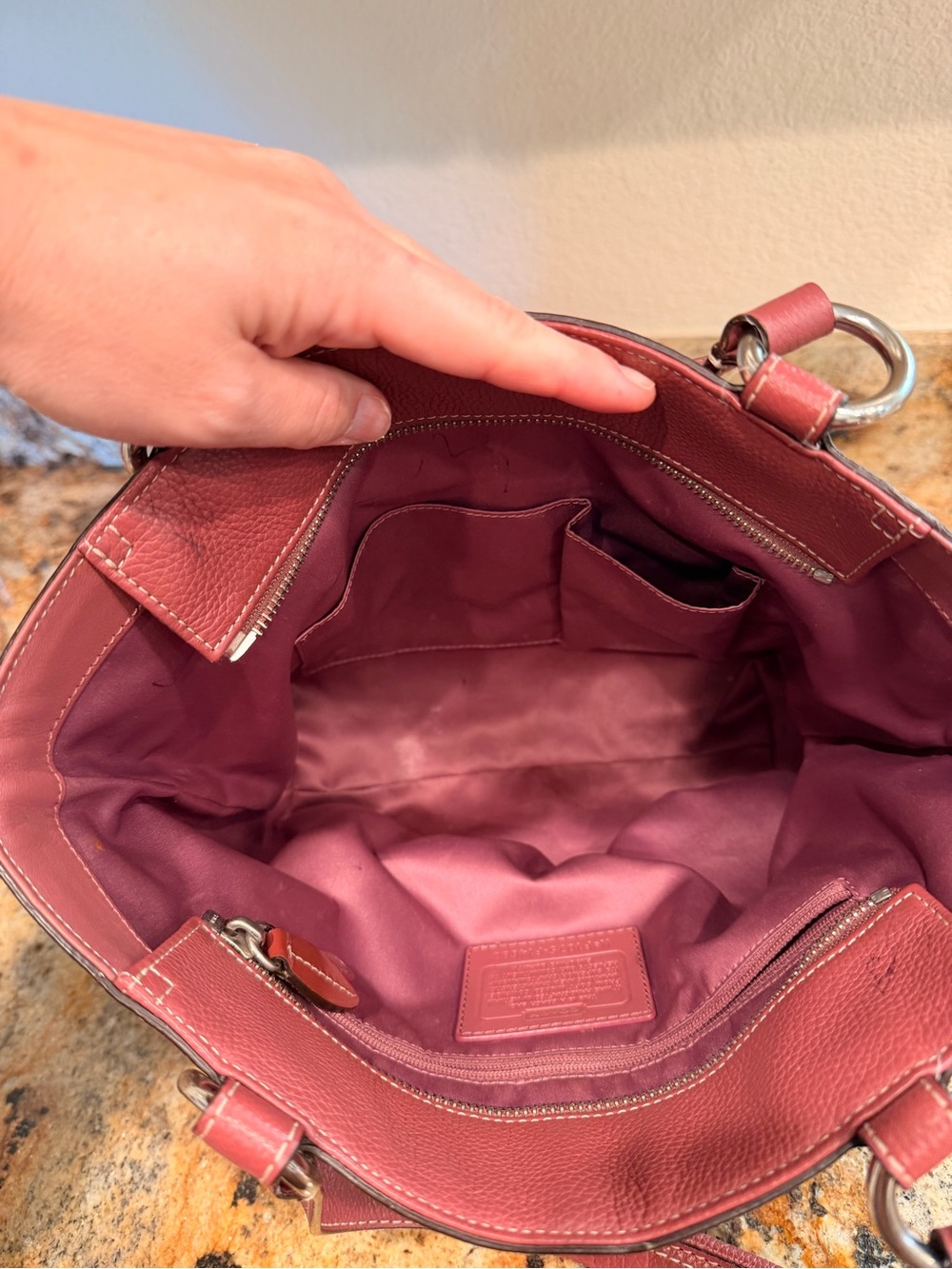 Coach Mauve/Rose Leather Tote - Picture 6 of 7